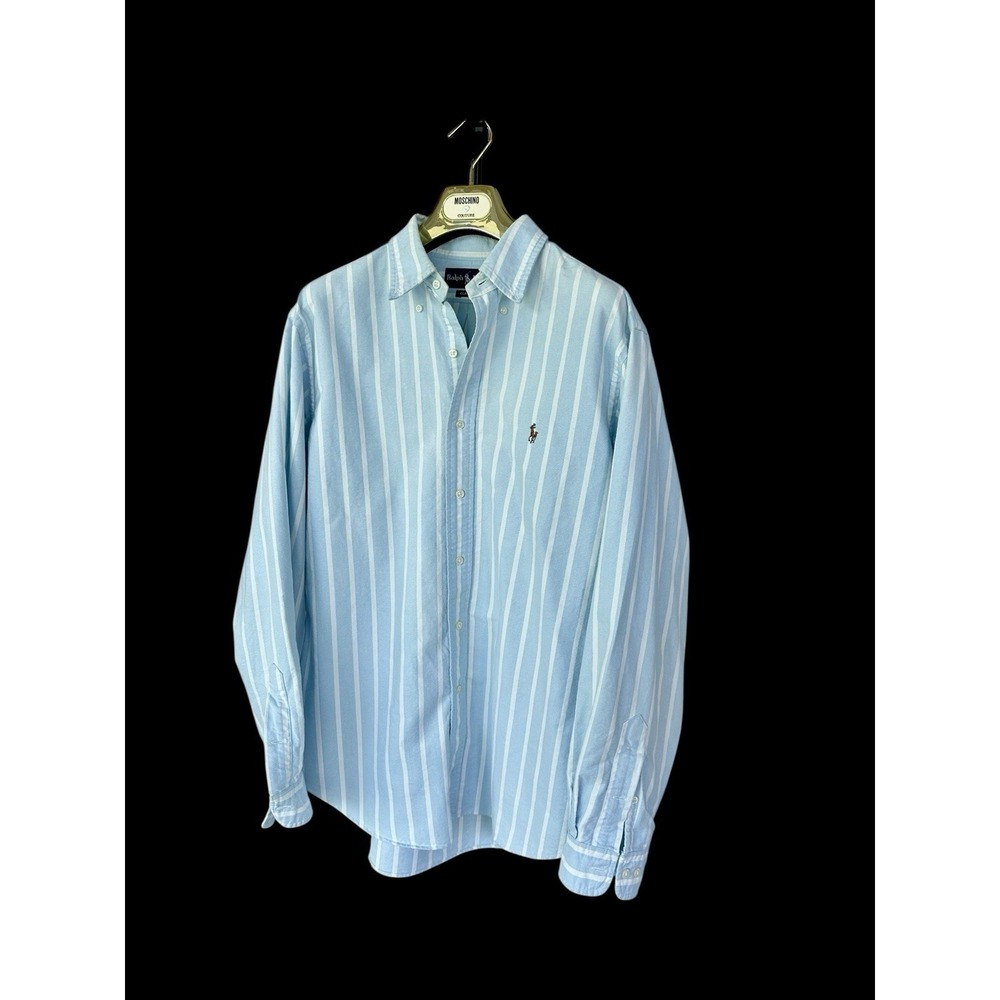 Vintage 90s Ralph‎ Lauren Classic Fit Striped Button Shirt Sz 16.5 Flesh Pony